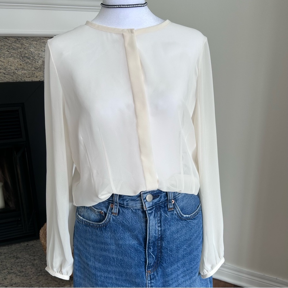 Laura Petite Silky Sheet Blouse Off White Womens Petite 10